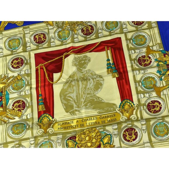 HERMES Silk Scarf 90 Hommage A Charles Garnier Architecte De L'Opera De Paris - Picture 3 of 9